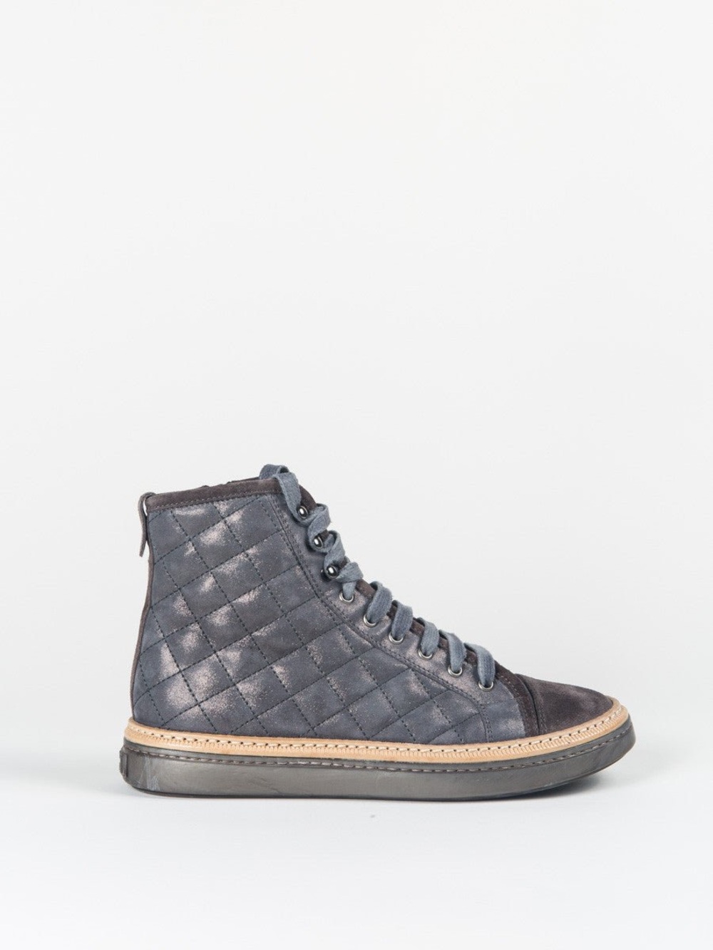 AGL women’s Quilted High-Top Sneakers in Charcoal Gray size 38.5